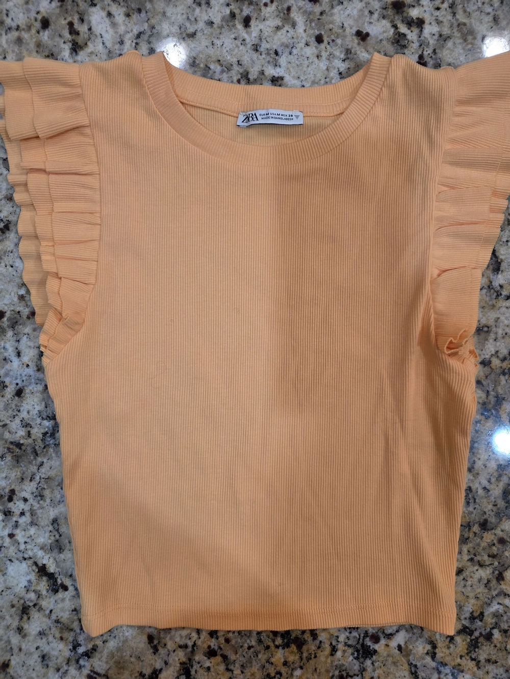 Zara Ruffle Sleeve Ribbed Tank Top Size M - Picture 2 of 4